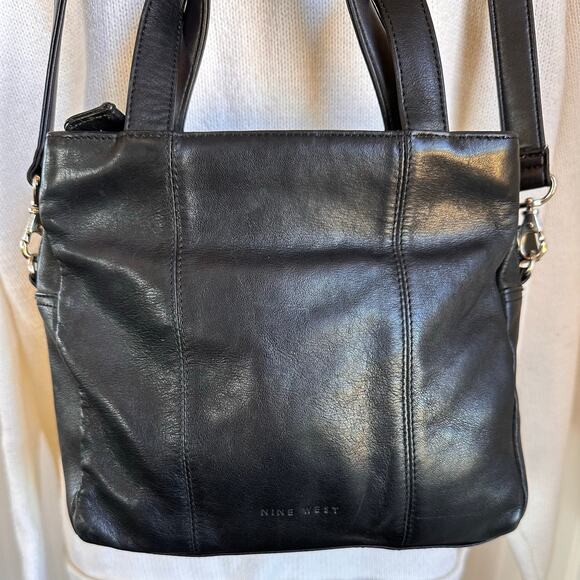 Vintage 90s Black Leather Crossbody Purse OS - Picture 3 of 5